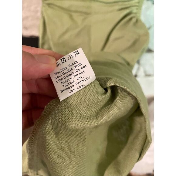 Princess Polly Womens Green Linen Blend Sleeveless Cut Out Mini Dress Size 2 - Picture 5 of 5